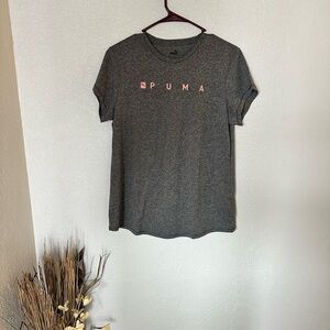 Puma Charcoal Tee with Coral Logo